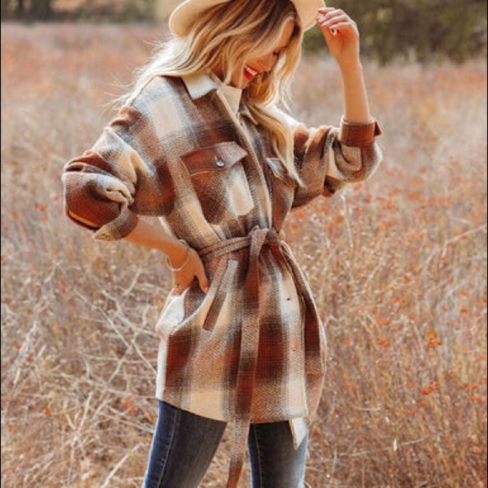 Pike Pocketed Belted Plaid Shacket